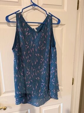 Sleeveless Teal Floral Tank Top - Women's Layered Summer Top